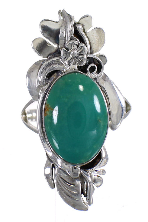 Turquoise And Silver Southwestern Flower Ring Size 5-3/4 YX73692
